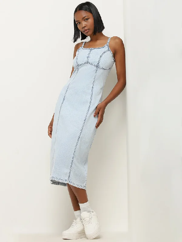 Nuon Light Blue Bodycon Denim Dress Women's Classic Suit