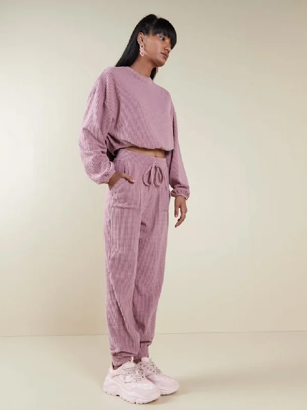 Nuon Mauve Textured Joggers Silk Women's Blazer