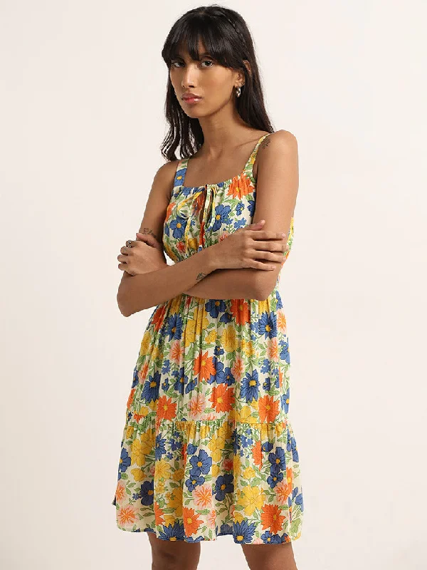 Nuon Multicolour Floral Design Bustier A-Line Dress Women's Handmade Blazer