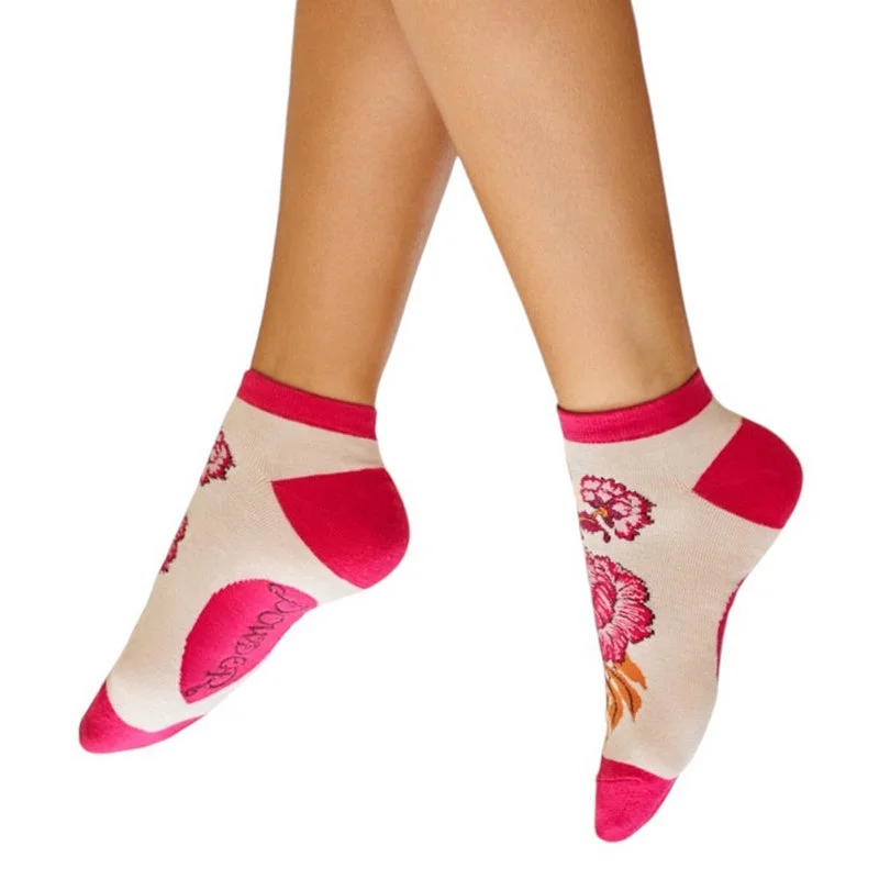 Paisley Floral Trainer Socks Cream Fluffy Wool Sweater