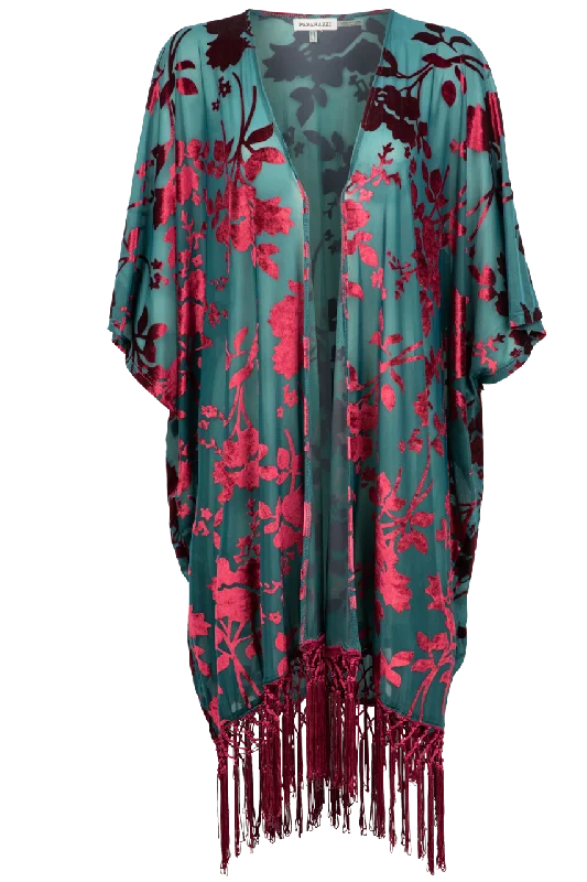 Paparazzi Floral Velvet Kimono Women's Vintage Jacket