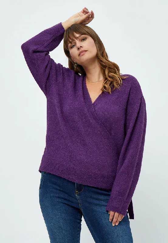 Penelope Wrap Cardigan Curve - Imperial Purple Cozy Winter Sweater