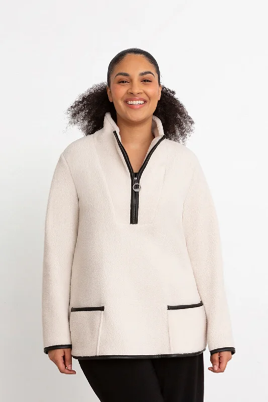 Polar Fleece Quarter Zip Jacket | Oatmeal Basic Long Knit