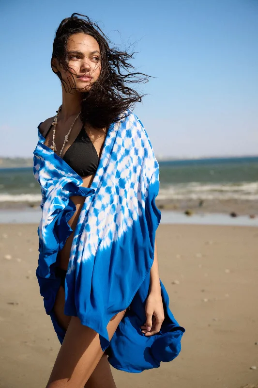 Rising Tides Tie-Dye Open-Front Kimono Cover-Up Warm Wool Pullover