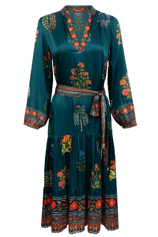 RubyYaya Printed Navy Maxi Dress Winter Women's Blazer