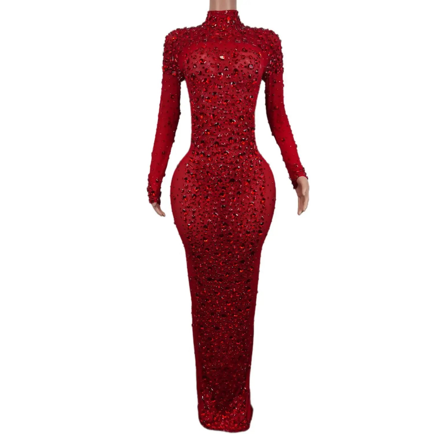Sexy Party Banquet Evening Dresses Women Sparkly Rhinestone Long Dress Nightclub Singer Stage Costume Festival Clothing Women's Trendy Suit