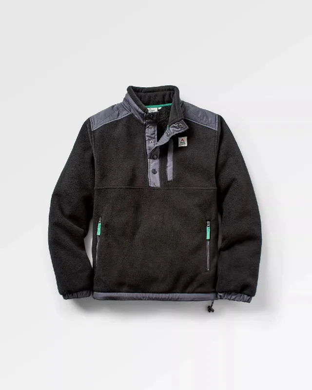 Solace Recycled Sherpa-Lined Polar Fleece - Black Fuzzy Wool Pullover