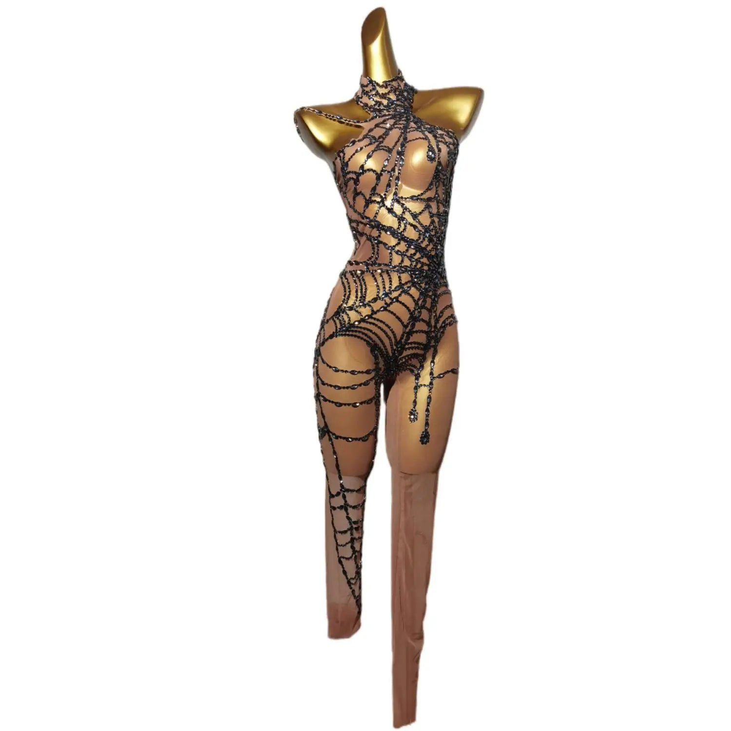 Sparkly Diamonds Stretchy Jumpsuit Women Performance Dance Costume Sleeveless Rompers Party Birthday Outfit Stage Wear Women's Warm Suit