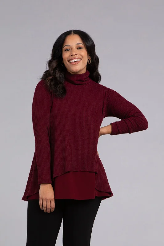 Split Back Waffle Sweater | Bloodstone Elegant Slim Sweater