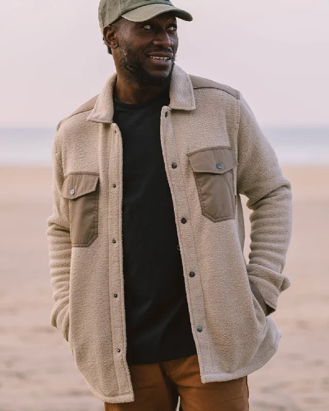 Spruce Recycled Sherpa Fleece Shirt - Oatmeal Minimalist Slim Pullover