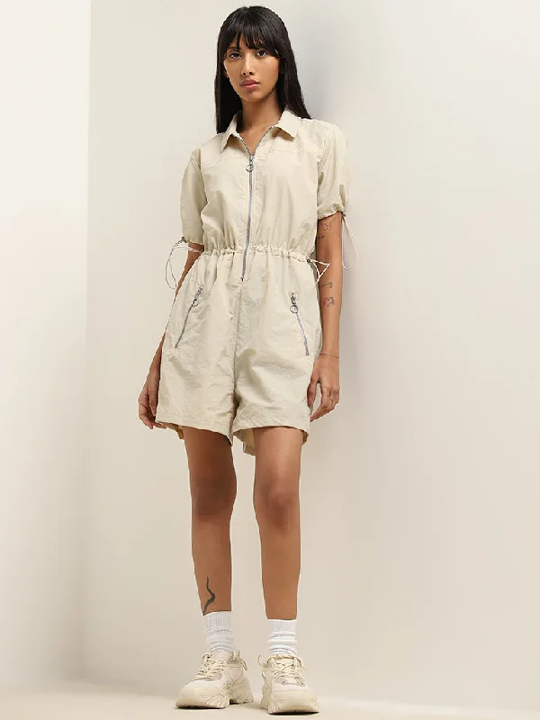 Studiofit Beige Solid Jumpsuit Women's Fashion Blazer
