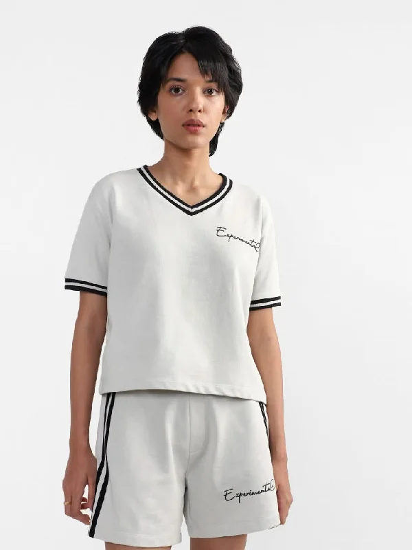 Studiofit Plain Silver Grey T-Shirt Women's Simple Blazer