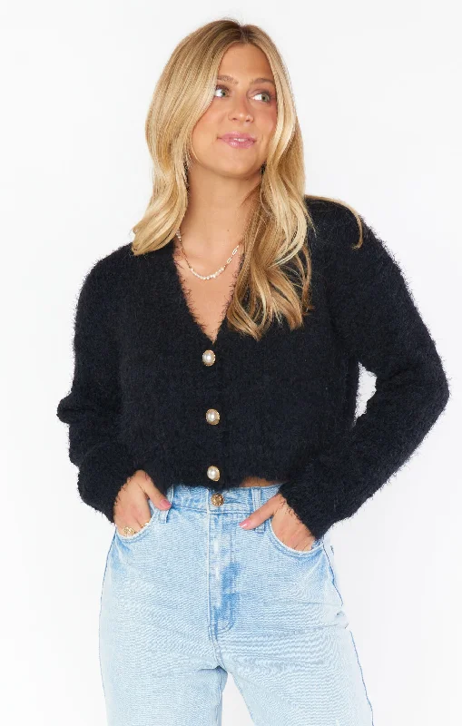 Tea Time Cardi ~ Black Knit Vintage Wool Pullover