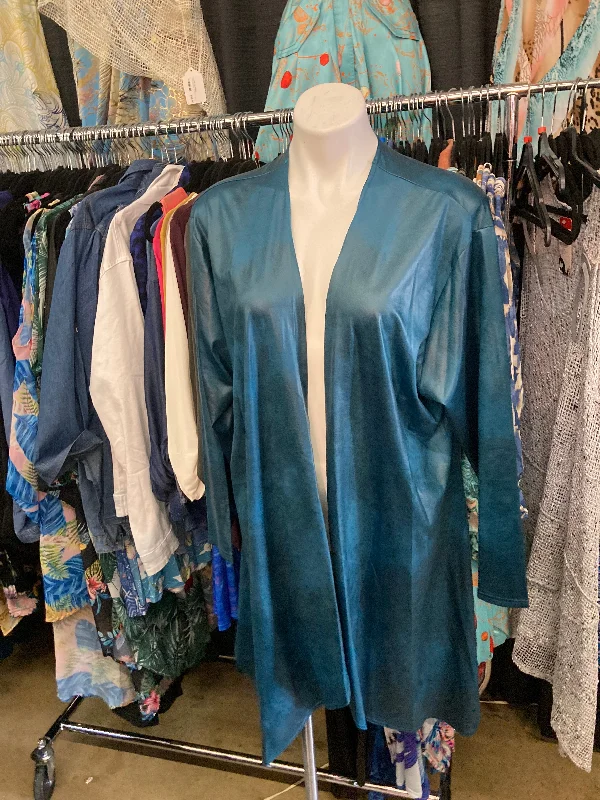 Leatherette Magna Cardigan Classic Office Sweater
