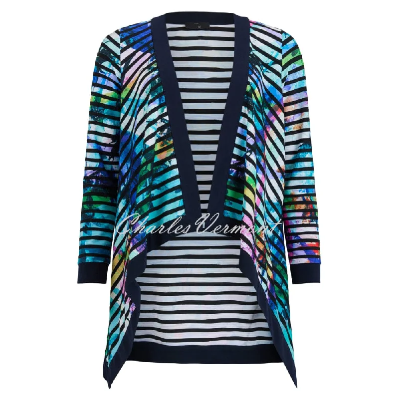 Tia Striped Cover-Up With Waterfall Hemline - Style 77541-7803-69 Loose Fit Knit