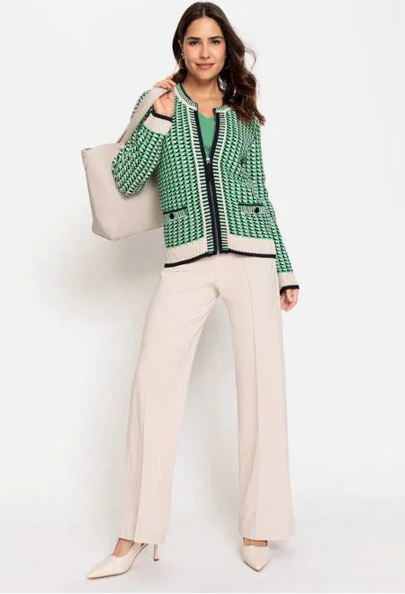 Tweed Pattern Knit Cardigan Relaxed Chic Sweater
