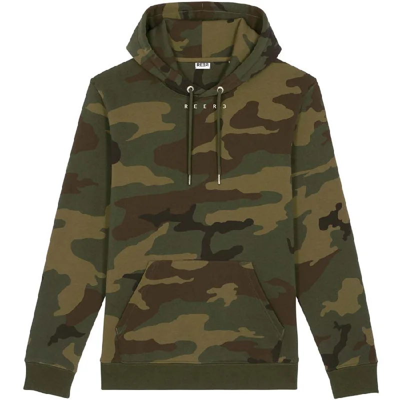 UNISEX ORGANIC COTTON HOODIE WITH CAMOUFLAGE PATTERN Cozy Mock Neck
