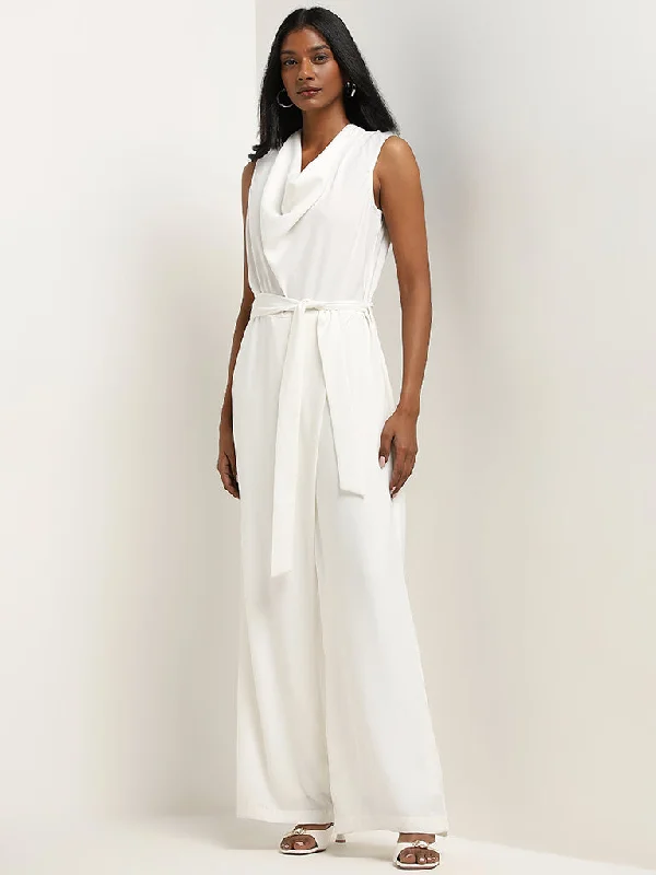 Wardrobe Ivory Jumpsuit With Belt Spring Women's Coat