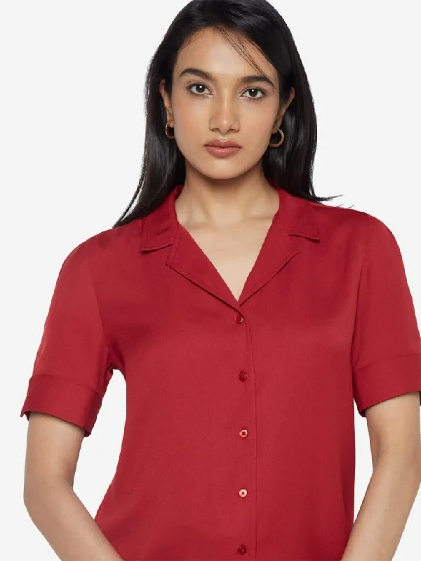 Wardrobe Red Formal Shirt Slim Fit Blazer