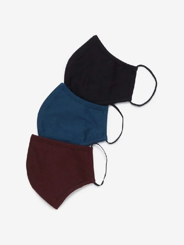 Westside Black Brown Teal Reusable Outdoor Face Mask Pack Of Three Women's Advanced Suit Westside Black Brown Teal Reusable Outdoor Face Mask Pack Of Three Women's Advanced Suit
