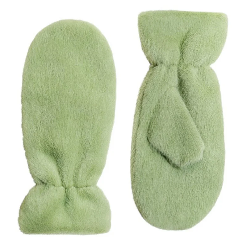 Women's Fluffy Teddy Mittens Sage Thick Cozy Sweater