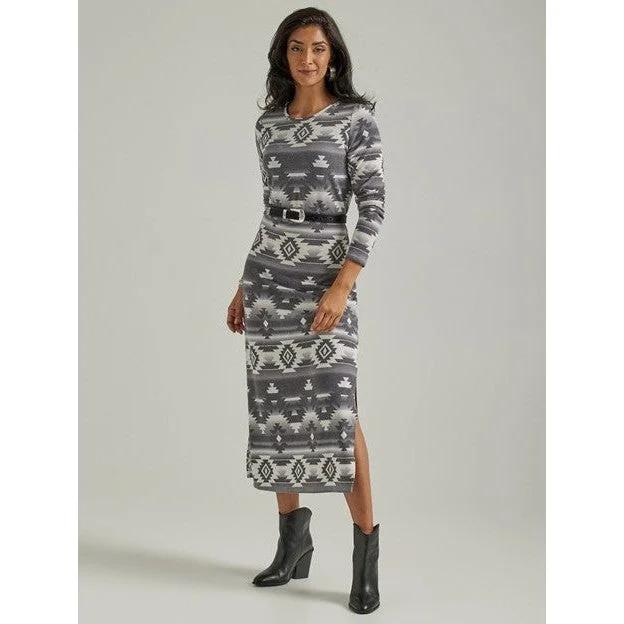 Wrangler Women's Retro Grey and White Southwest Maxi Dress Women's Elegant Blazer
