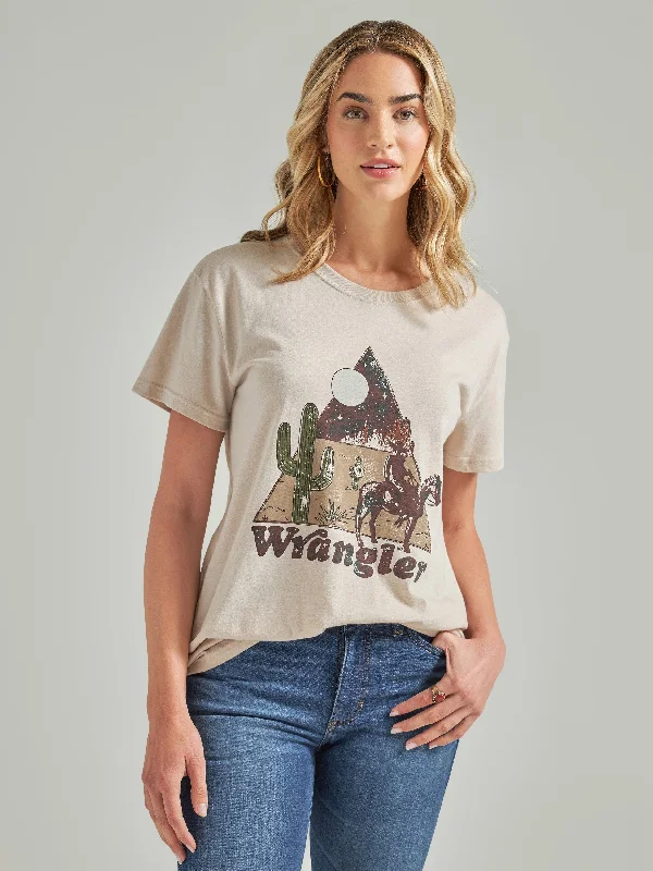 Wrangler Women's Tan Pyramid Western Boyfriend Graphic Tee Milan Custom Blazer