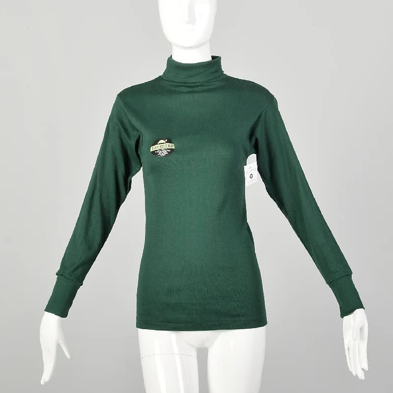 XS 1960s Deadstock Green Lightweight Long Sleeve Turtleneck Shirt Women's Elegant Jacket XS 1960s Deadstock Green Lightweight Long Sleeve Turtleneck Shirt Women's Elegant Jacket