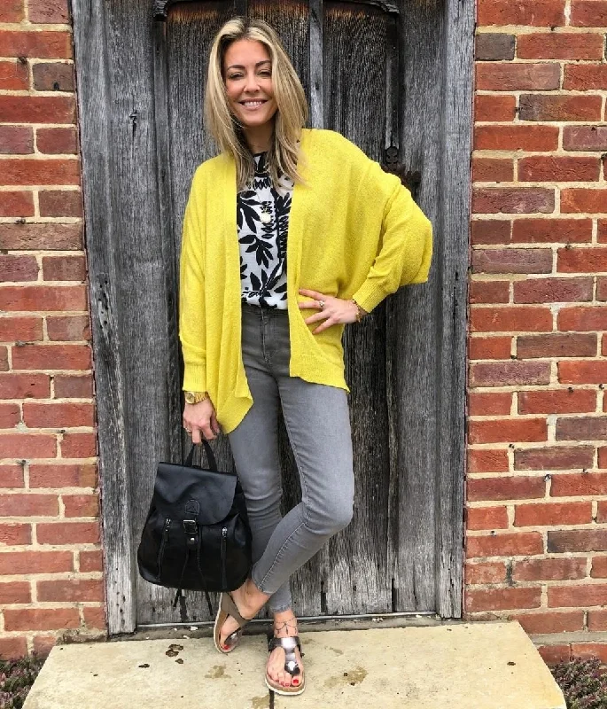 Yellow Open Batwing Cardigan Comfortable Knitted Jumper